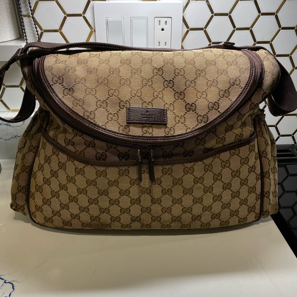 Gucci Tan and Brown Monogram Messenger Bag